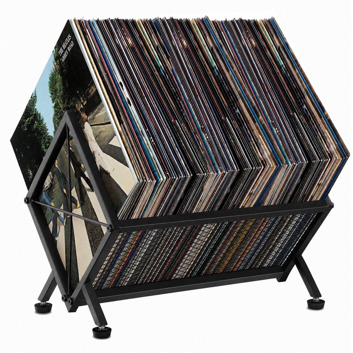 LP Opbergsysteem - Platenrek voor 80 - 100 LP's - Houder - LP en CD-opbergrek - Vinyl-opbergsysteem - Zwart