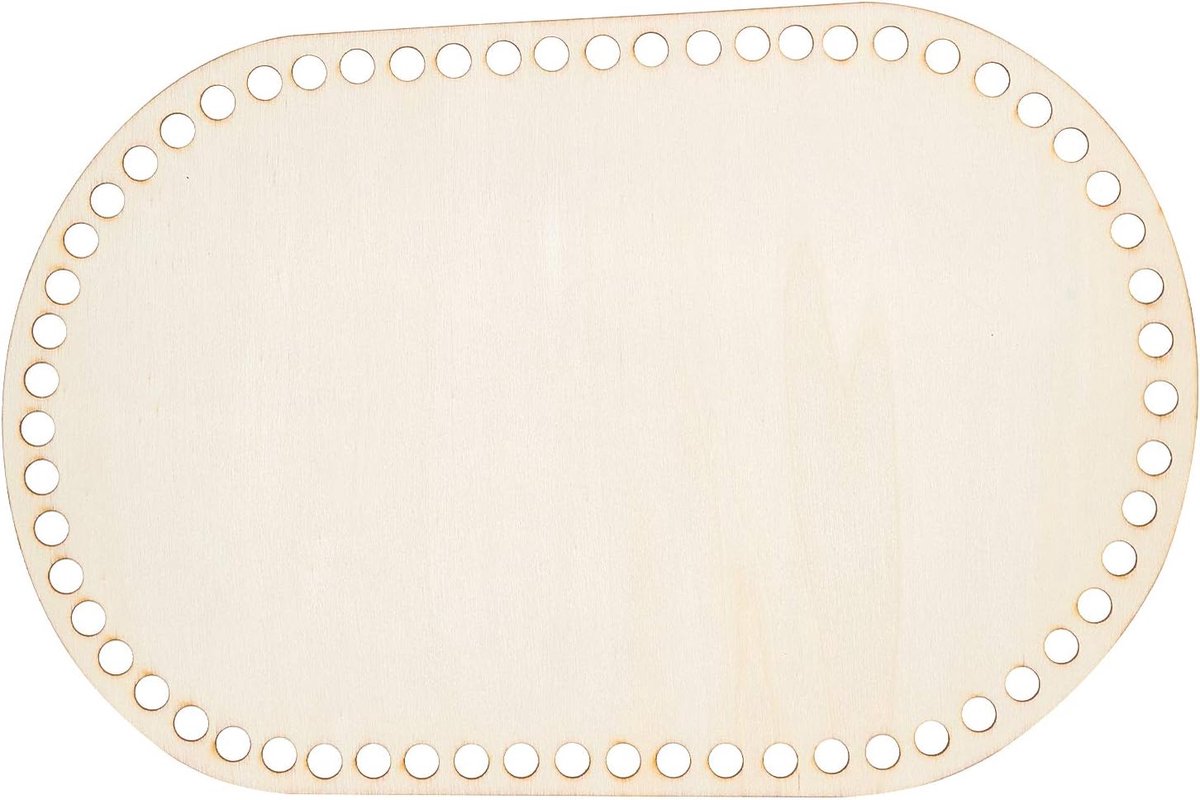 Houten bodemtassen, 300 x 195 x 2,5 mm, stijve ovale bodemtas, houten basis voor doe-het-zelf mand, weven, knutselwerk, creatie, woondecoratie, boring: 8 mm