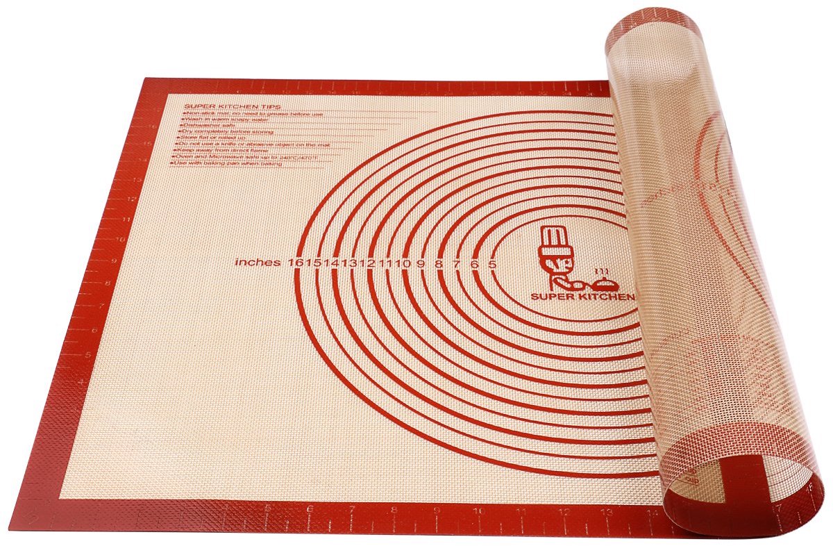 Extra Grote Siliconen Bakmat - Antislip Deegmat voor Uitrollen & Bakken - Herbruikbare Antiaanbak Keukenmat - Bakaccessoire voor Fondant, Brood, Pizza & Koekjes - BPA-vrij - Rood - 71 x 51 cm