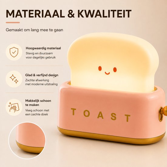 Nachtlamp Toaster roze Veldman Living - leuke nachtlamp voor kinderen - Toaster Roze van Veldman Living — afbeelding 2