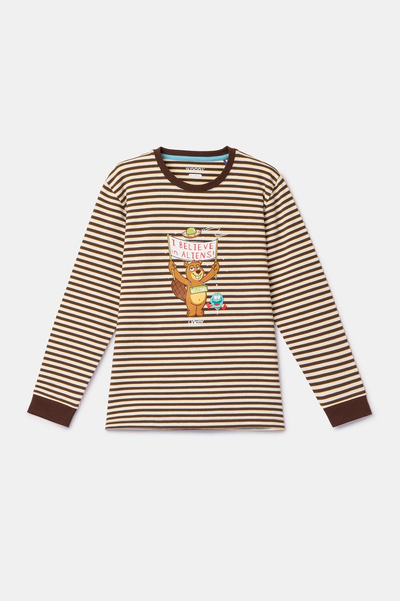 Woody Jongens-Heren pyjama multicolor streep - maat 104/4J