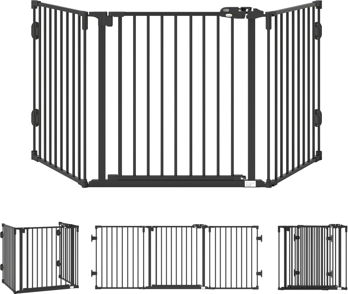 PawHut Huisdierhek - Staal - 202,5x2x76cm - Zwart