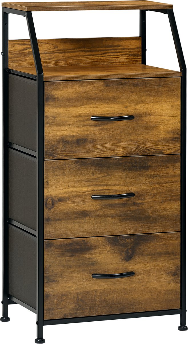 HOMCOM-stoffen dressoir-MDF-44x29x92cm-bruin