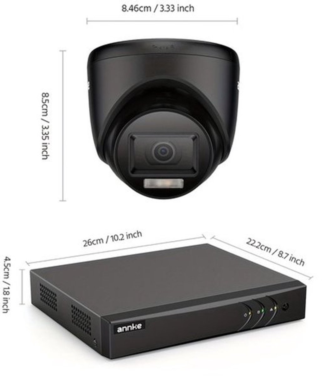 Beveiligingscamera – Bewakingscamera – CCTV Camera – Buitencamera – 8-kanaals Systeem – 0TB Opslag – AI Mens- en Voertuigdetectie – Dual Light Nachtzicht 20m