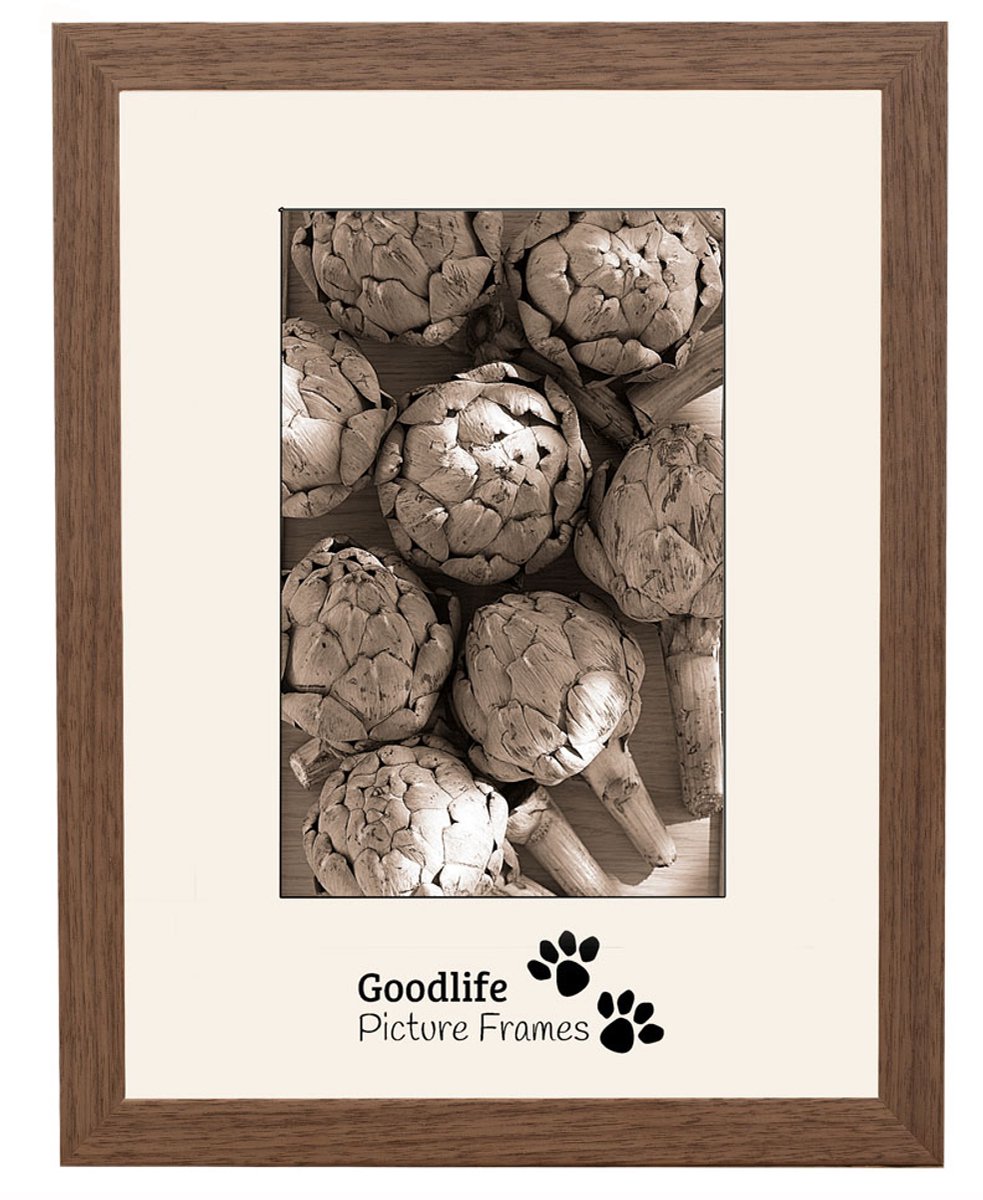 Houten Fotolijst Heritage-2 Walnoot 50x75 - Helderglas - 32 mm breed profiel - Goodlife Picture Frames