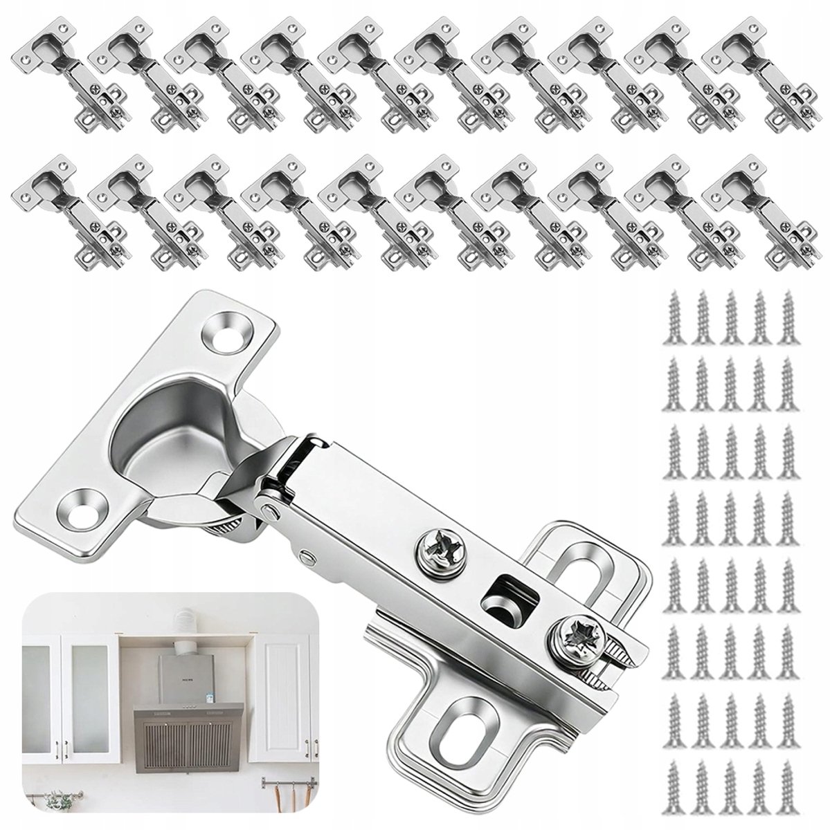 20x Merkloze RVS Kastscharnieren 105° met Soft-Close Functie