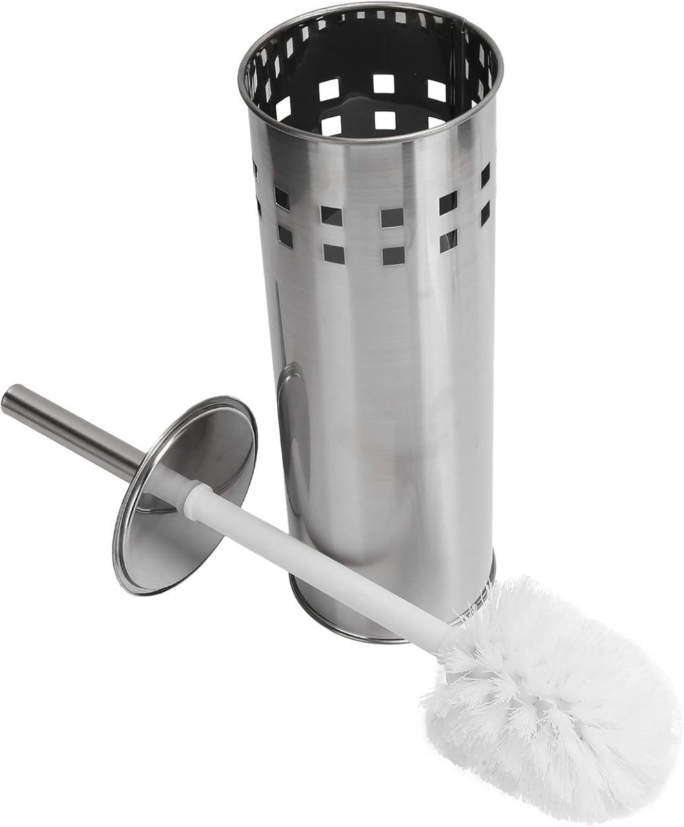 Toiletborstelset - Roestvrij Staal - 37 x 9,5 cm - Wandgemonteerd met Ventilatie - Voor Badkamer