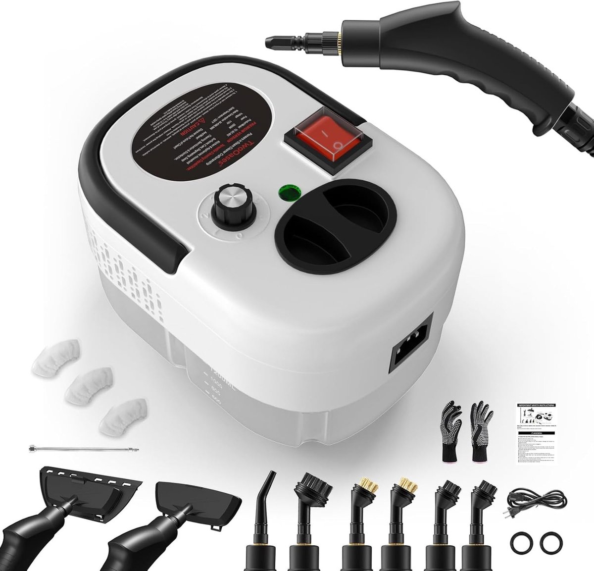 Handheld Stoomreiniger - Wit - 1200 ml - Draagbare Multifunctionele Stoomreiniger voor Huis en Auto