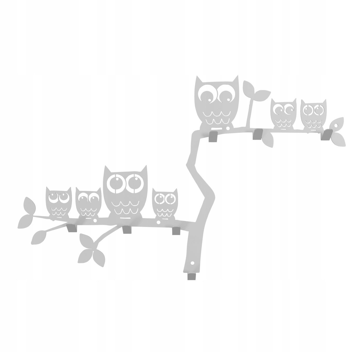 Grote Metalen Kapstok Uil - 7 Haken - Grijs - Industrieel Design