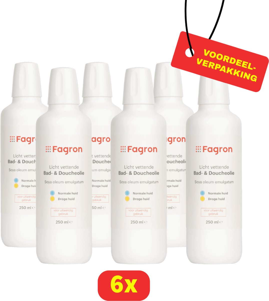 Fagron Licht Vettende Bad- en Doucheolie - Soya Oleum Emulgatum - 6 x 250 ml
