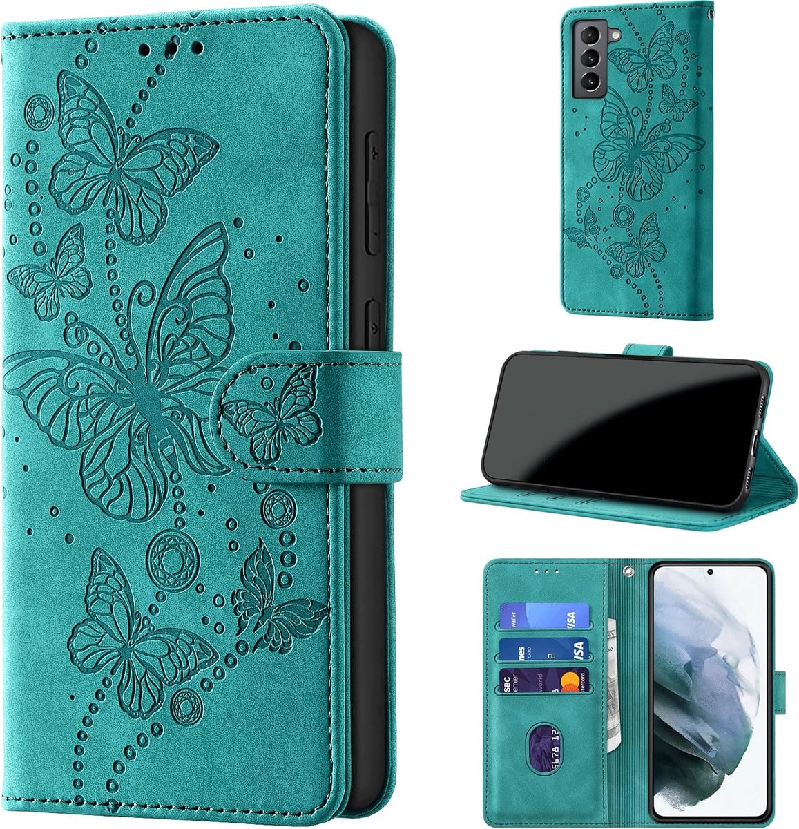 Beschermhoes voor Samsung Galaxy S22 6,1 Zoll, roze | RFID-blokkering, Premium PU-leer, Kaartsleuven, Standfunctie, Portemonnee-ontwerp