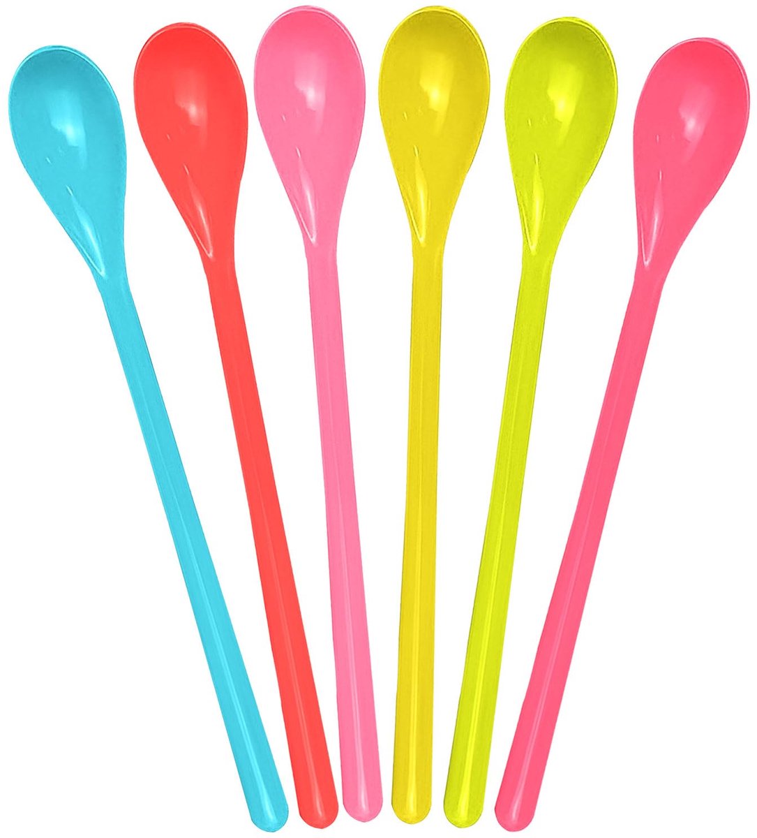 6 stuks kleurrijke lengte kunststof lepels, kunststof lepels plastic lengte lepel eierlepel dessertlepel eetbestek gekleurd