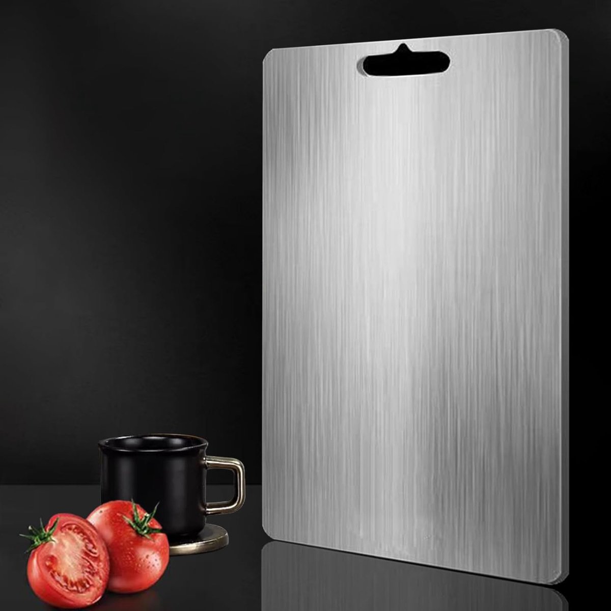 Snijplank 34 x 23 cm - Roestvrij Staal Multifunctionele Dubbelzijdige Snijplank Voor Fruit, Vlees, Groenten
