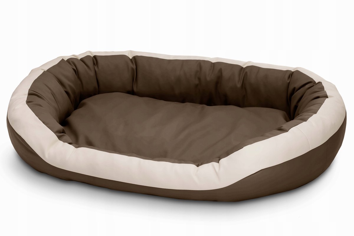 Luxe Hondenkussen XL 120x90cm - Zacht Eco-leer Bruin/Ecru