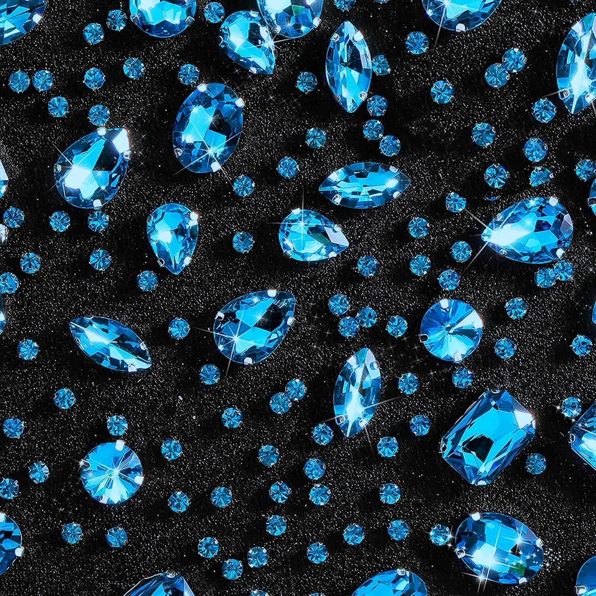186 stuks strass-steentjes, platte stenen voor kunst, strasssteentjes voor jurken, stenen, strassteentjes, om te knutselen, voor knutselwerk, kleding, schoenen, tassen (zeeblauw)