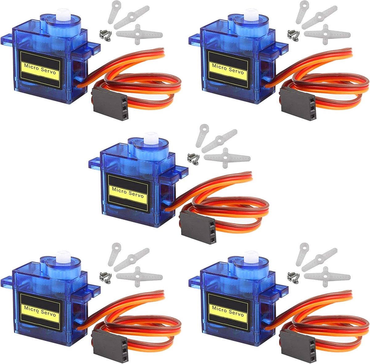 5 stuks Micro Servo-motor 9G, Micro Servo motorkit voor RC-vliegtuig, robot, helicopter, vliegtuig, afstandsbediening
