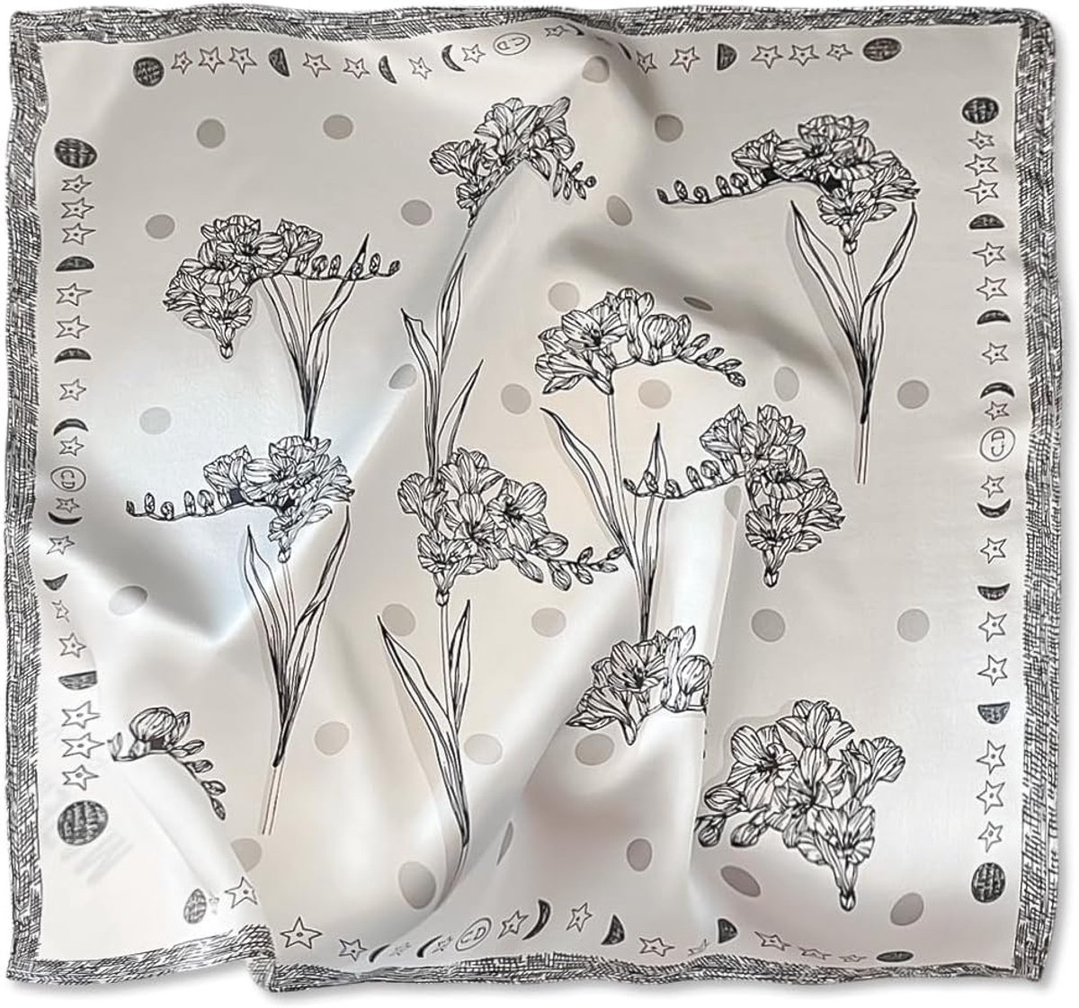 Zijden sjaals voor dames, klein, vierkant doek, thema natuurlijk patroon, frisse bloem, licht, satijn, sjaal, multifunctionele doek, halsdoek, bandana's, haarband, hoofddeksel, 53 x 53 cm