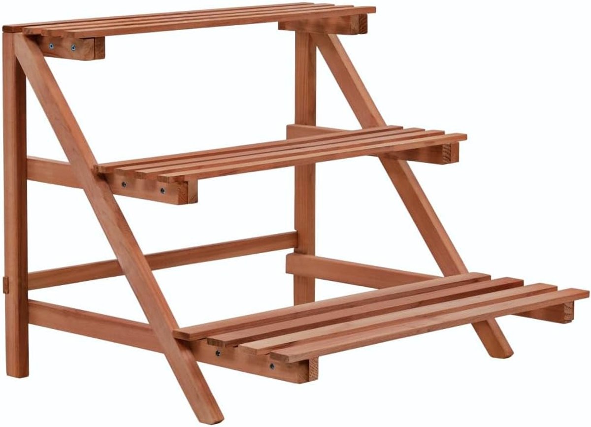 Cederhout plantenrek 3-traps, duurzame bloemenstandaard van cederhout, 48 x 45 x 40 cm, eenvoudig te monteren