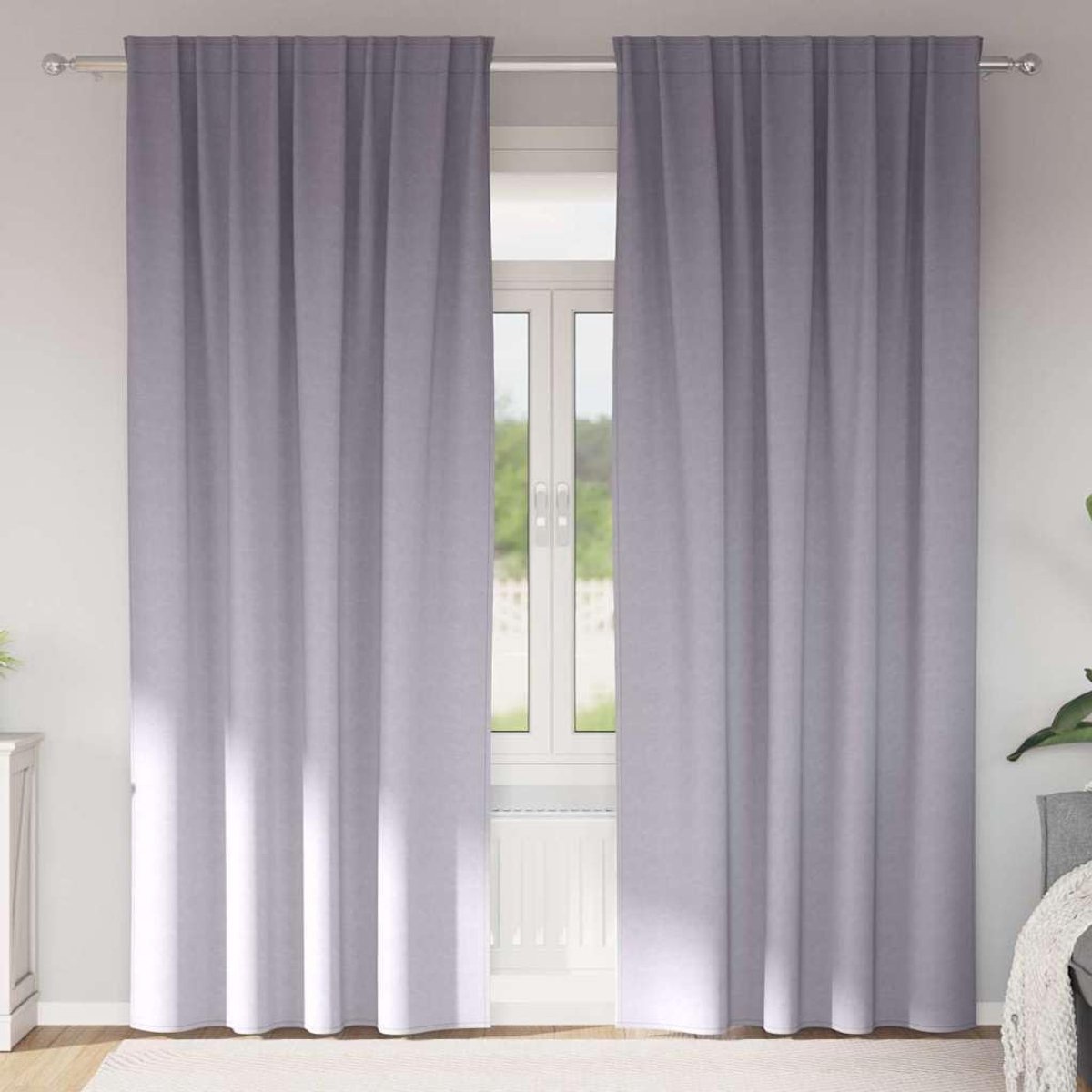2 stuks met haken en ringen metallic grijs drievoudig polyester voor bescherming tegen licht en privacy handmatige bediening buitenmontage