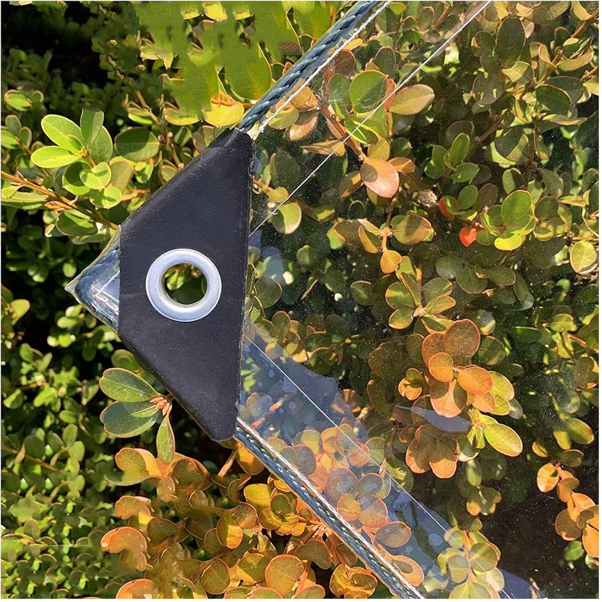Waterdicht, scheurvast, transparant, met oogjes, 0,3 mm dik, multifunctionele pvc-bescherming, voor auto, camping, tuinmeubelen, met touw en kabelbinders, 420 g/m² (1 x 2 m)