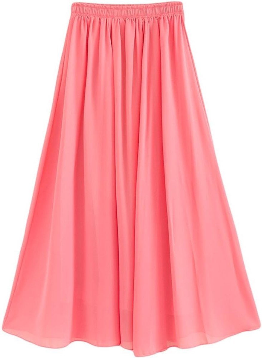Dames uitgerekte taille chiffon lange rokken vloeiende rok
