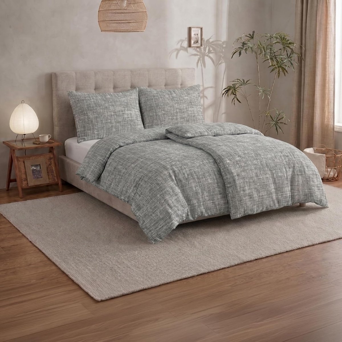 Home Beddengoedset 135 x 200 cm, 100% katoen, 1 dekbedovertrek 135 x 200 cm + 1 kussensloop 80 x 80 cm, Made in Italy (Canva Grey, 2-delig | 135 x 200 cm + 80 x 80 cm)