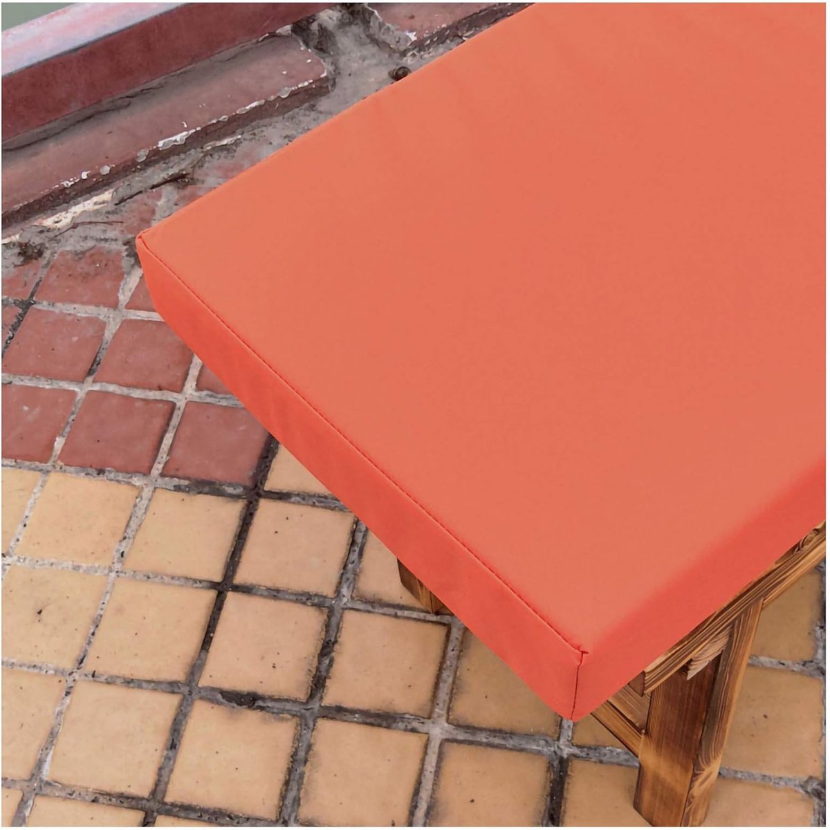 Wangk Tuinbankkussen, voor binnen, lange bankmat, terrasmat, vervangende matras, voor binnen en buiten, wasbaar, voor buiten en binnen, terras, tuinbank of schommel, oranje, 90×30×5cm