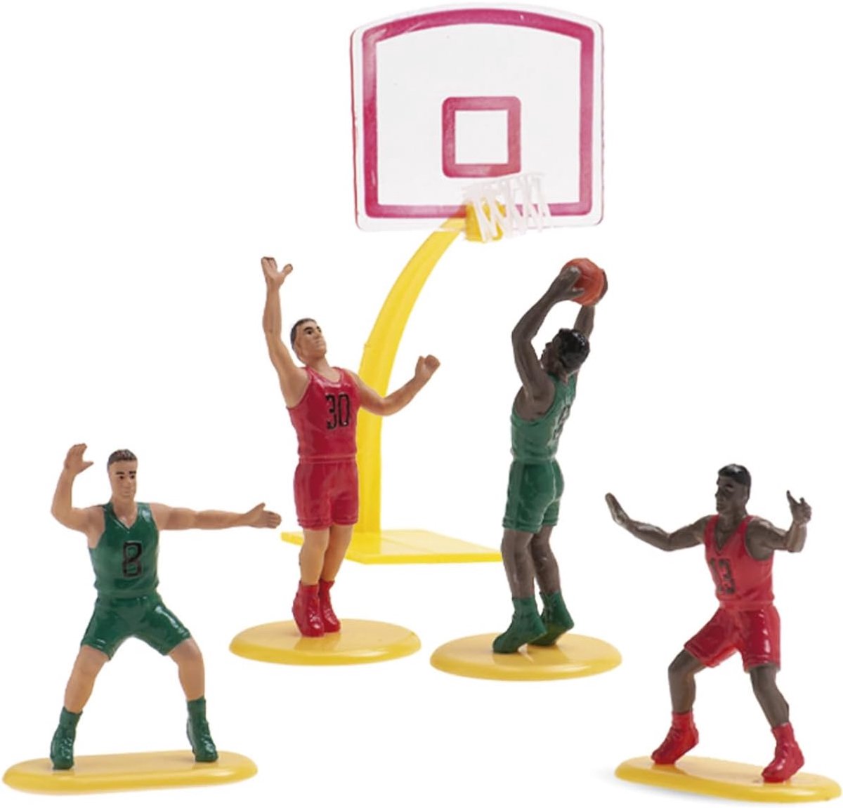 Dekora Taartdecoratieset van pvc met mand en 4 spelers, topper voor kinderverjaardag, ideaal voor snoep en verjaardagstaarten, Happy Birthday-decoratie