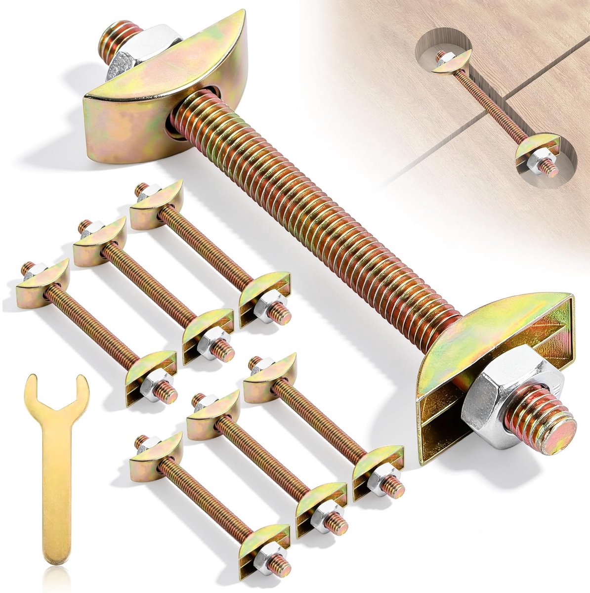 Connector voor werkbladen bouten verbinding werkblad M8 x 100 | 6 stuks bevestigingselementen voor werkblad, aansluitingen voor bedframe voor boekenkasten, bedden, meubels, tafels