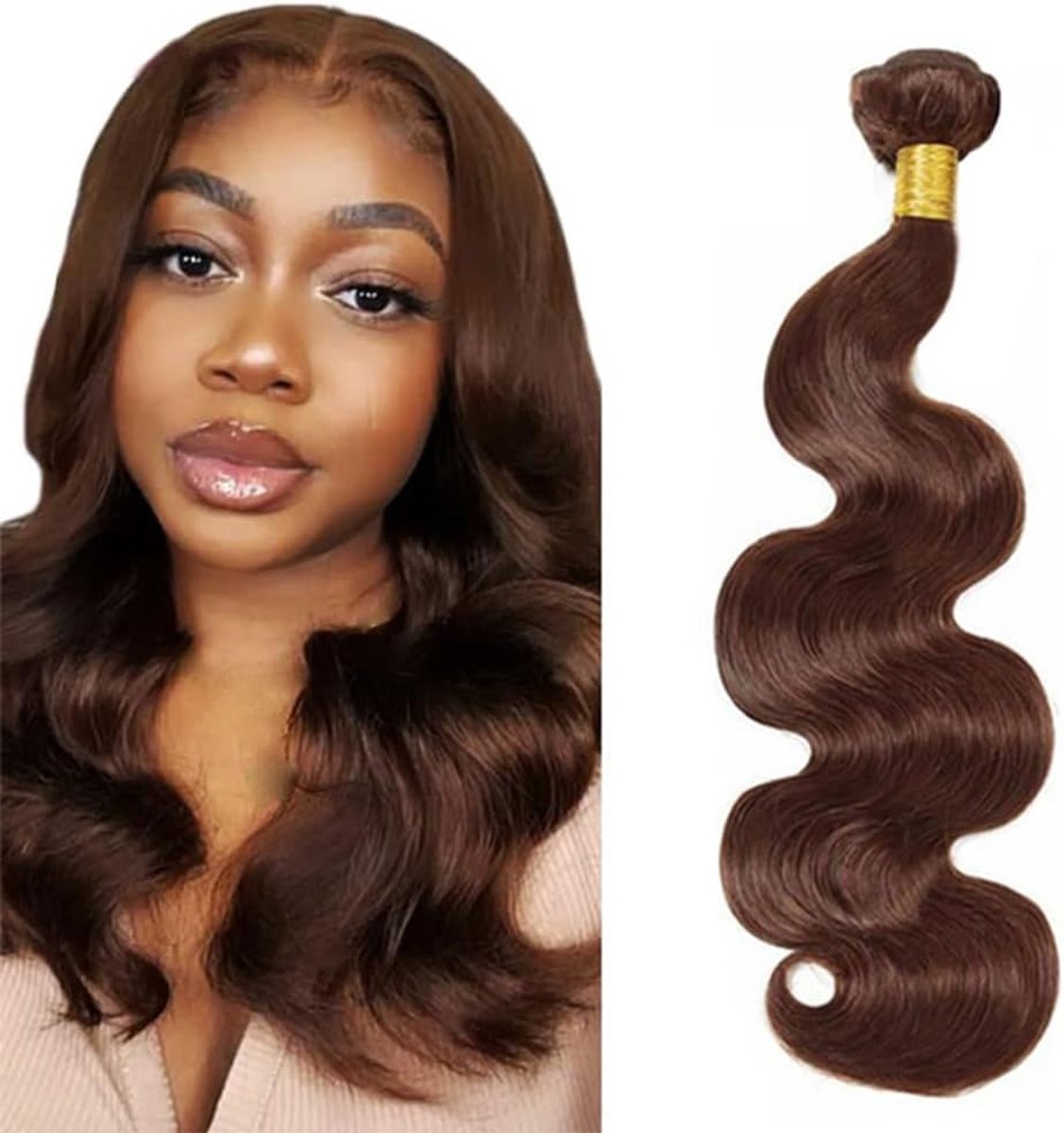Hair Bundles Menselijk haar verlenging #4 Chocolate Brown Color Body Wave Echthaar Tressen Human Hair Extension 1 Bundles Totaling 100 Grams 12 Inch