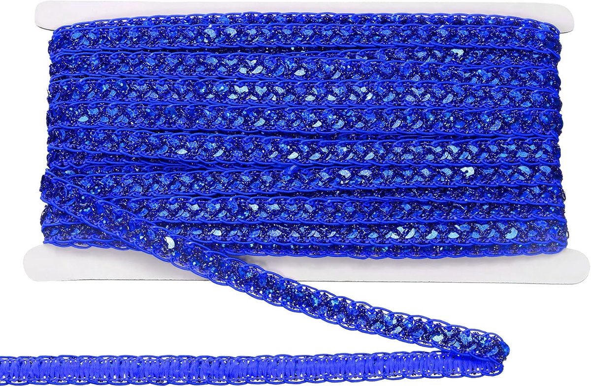 15 yards 0,4 inch metallic paillettenlint glitter gevlochten lint voor kostuums jurken knutselen naaien donkerblauw