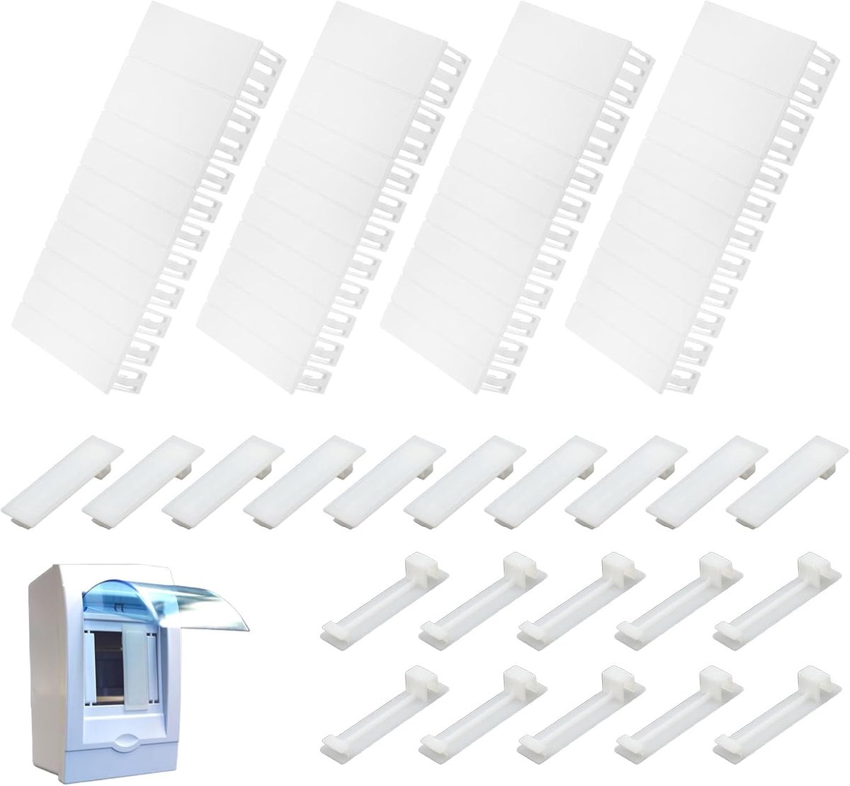 24 stuks afdekstrips voor zekeringkast, modulesleuven, blinde afdekking, deelbaar en combineerbaar, compatibel met F-Tronic Hager Hensel stroomdoos, accessoires