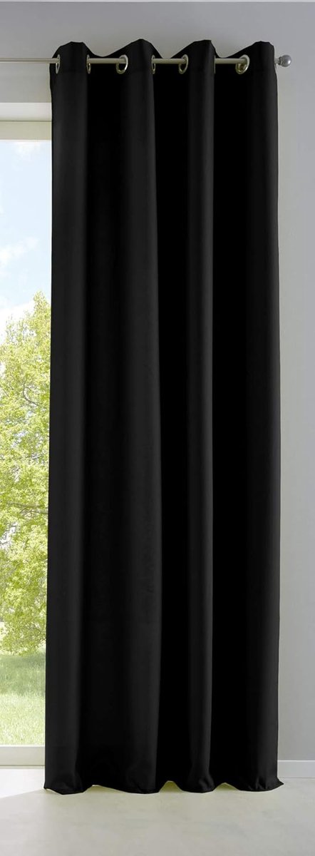 Ondoorschijnend gordijn mat lichtdoorlatend »PALERMO« met oogjes en embrasses Dekoschal HxB 175x140 cm zwart, 10000265