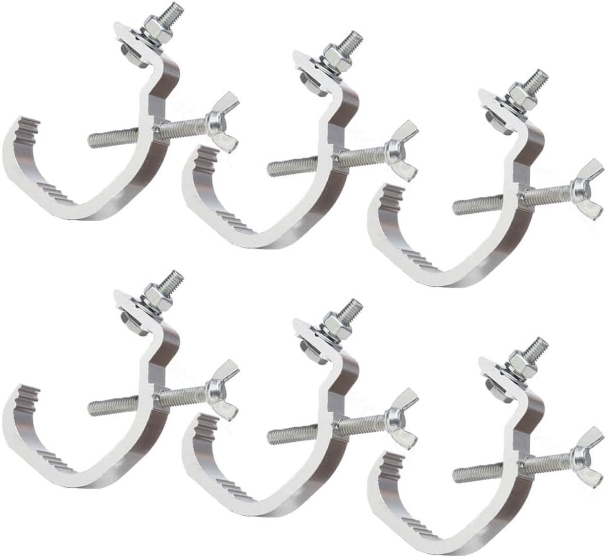 Klem voor podiumverlichting, 6 stuks, haakklem, podium, klimhulp, bevestiging C-klem voor podiumprojector, truss klem haak, rankrooster, verlichting, gebruik voor podiumstructuren