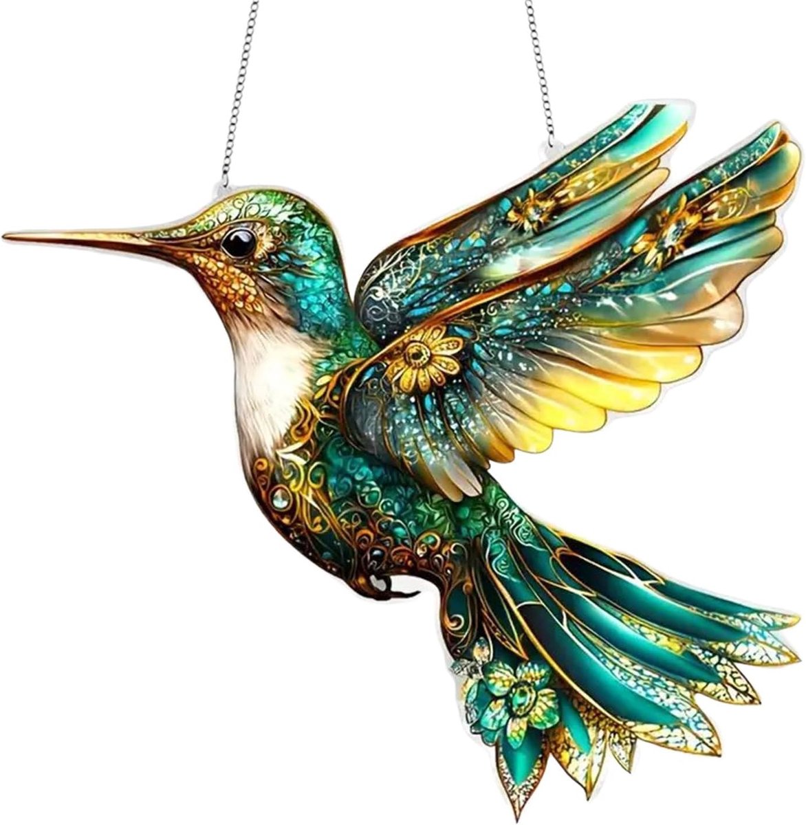 Dubbelzijdige zonnevanger van gekleurd glas, acryl, om op te hangen, kristallen zonnevanger voor woonkamer, eenvoudig op te hangen, ketting, touw, vogelornament