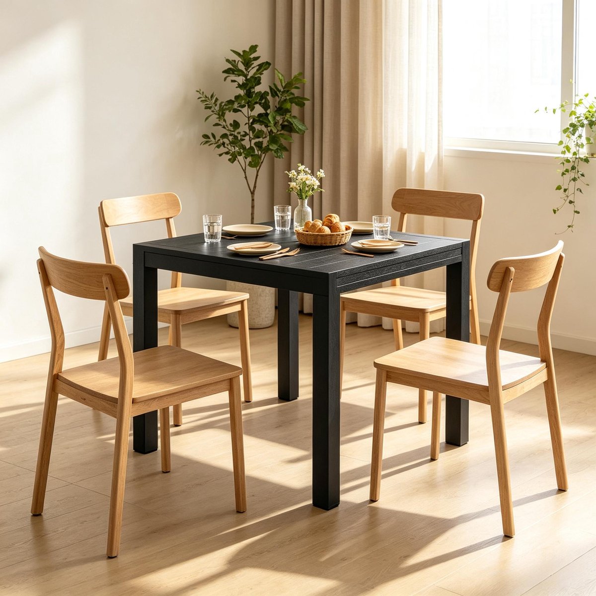 COVREO Uitschuifbare eettafel 160x80 cm zwart aluminium, voor 4-6 personen