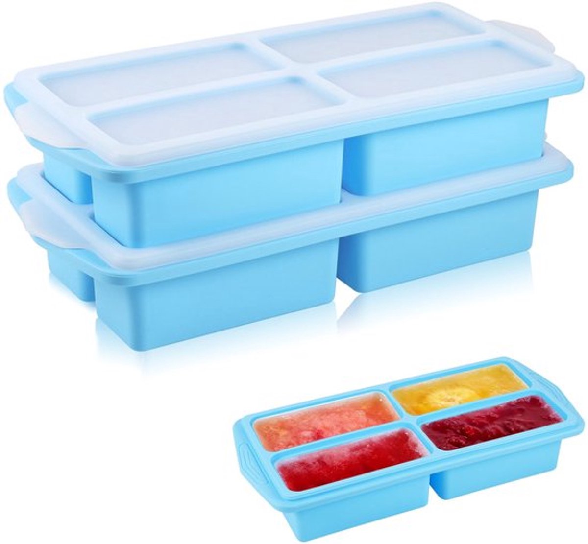 Vriesbakjes met Deksel - Siliconen Voedselcontainer - Soepvriezer - Vaatwasmachinebestendig - 1 Kop/250 ml - Stapelbaar Ontwerp - Voedselcontainers