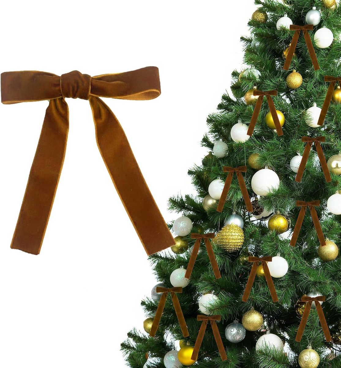 Kerstdecoratie Sluitjes - Kerstversiering Sluitjes - Feestelijke Decoratie - Zacht Samtachtig Materiaal - 12 Stuks - Donkerbruin