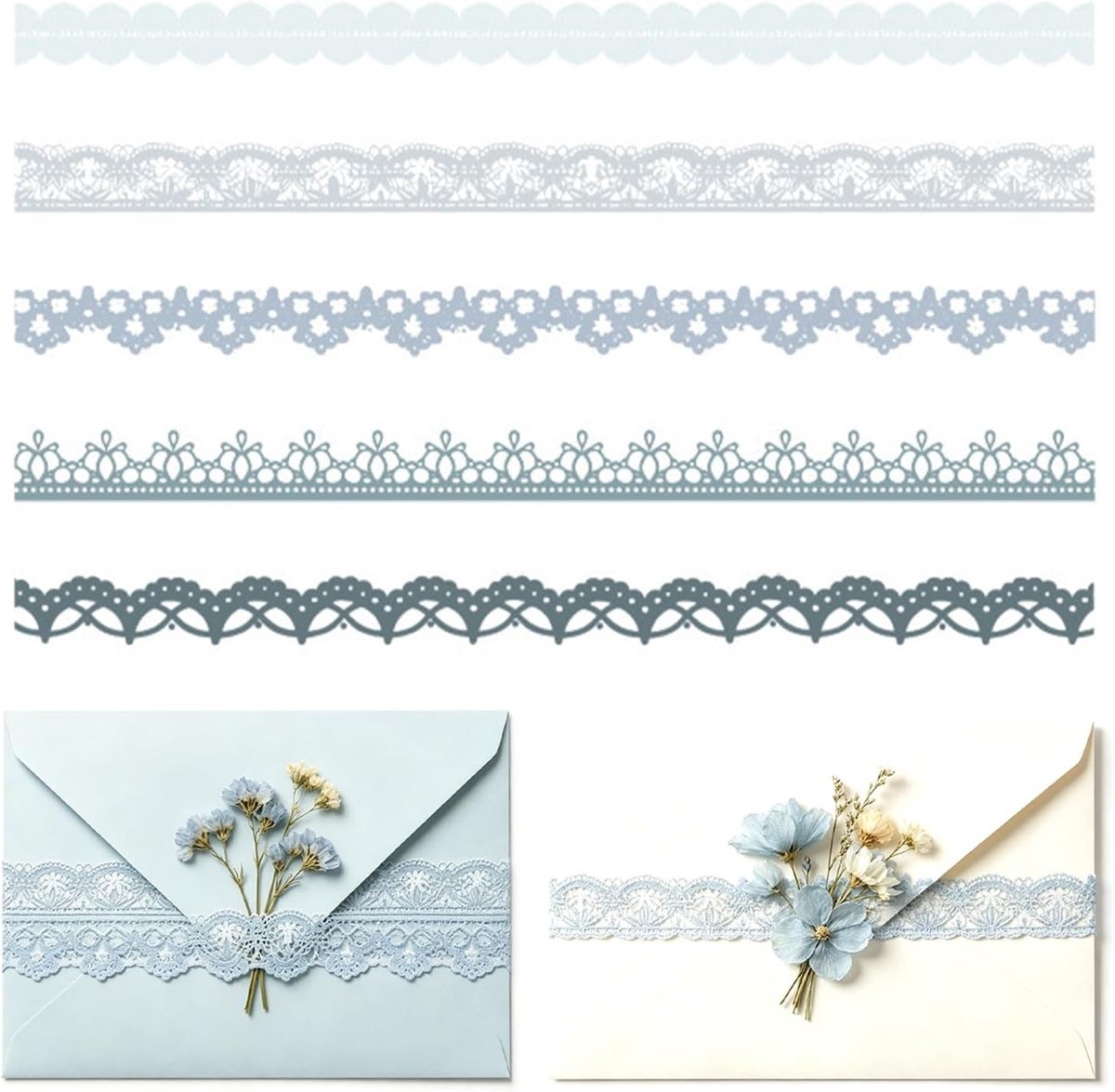 Sticker set 40 vintage stickers - blaugrau - kantpapier stickers - perfect voor scrapbooking - ShopVlot