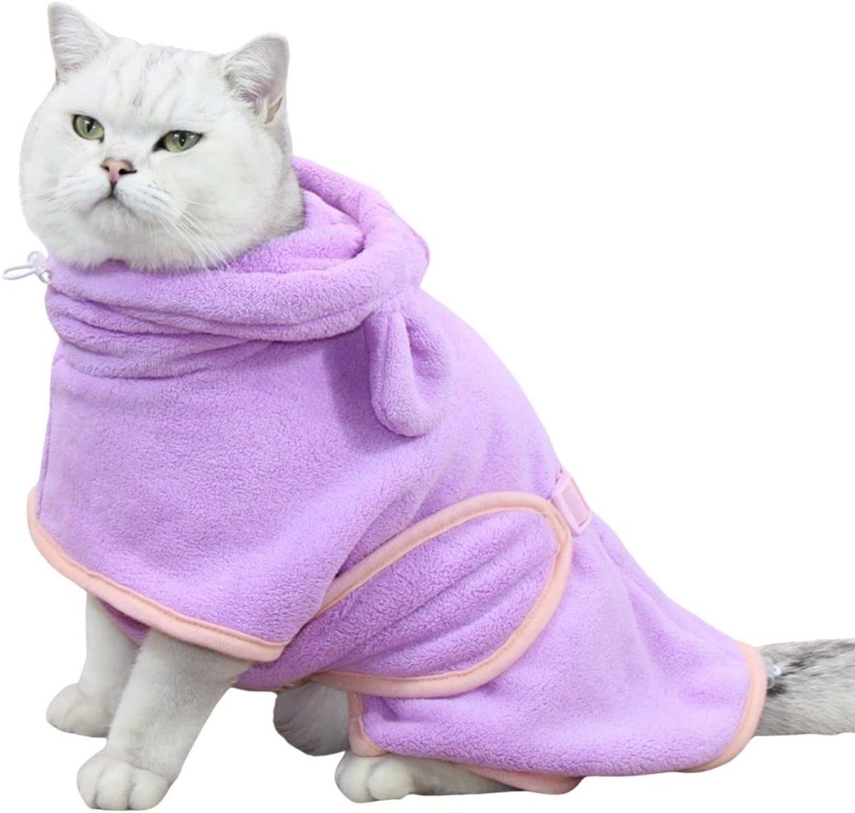 Super Absorberende Sneldrogende Microvezel Badcape met Kap voor Puppies, Kleine Honden en Katten (XS, Paars)