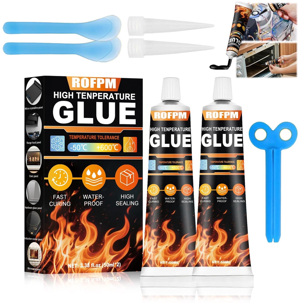 SolidKeus - 2 Stuks Hittebestendige Lijm, Zwart Silicone