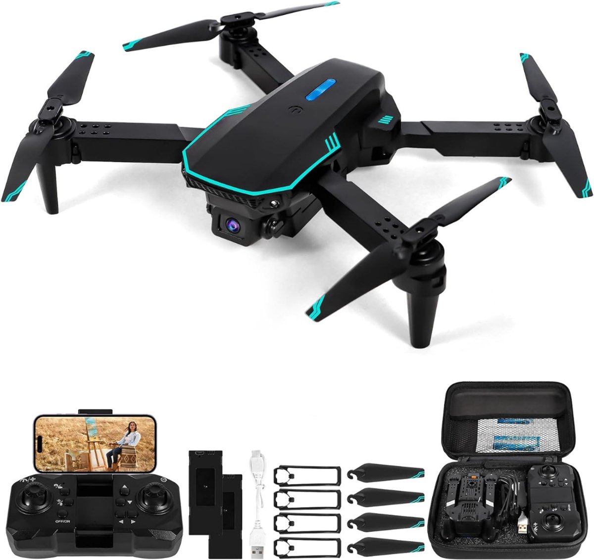 SNJY® Drone met Camera - Drone voor Volwassenen - Drones voor Kinderen - 720P - 3D Flip - Zwart