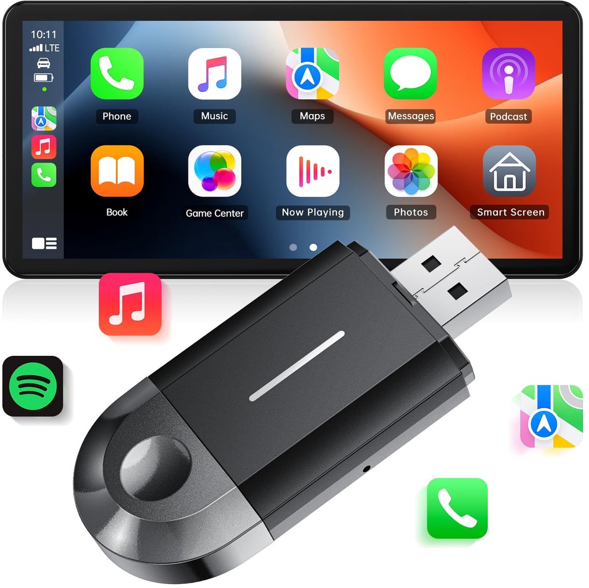 SolidKeus - 2-in-1 Draadloze CarPlay Adapter voor Auto's