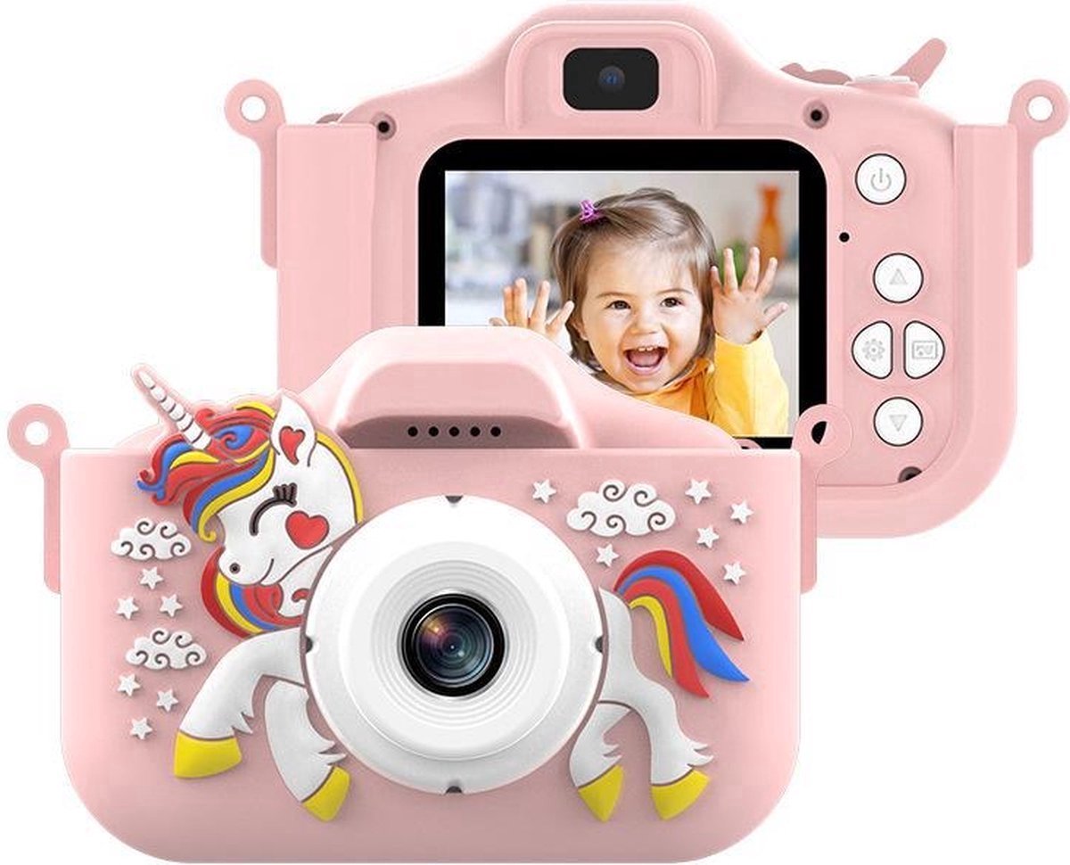 Digitale Kindercamera HD 1080p - Speelgoedcamera - Fototoestel Voor Kinderen - Unicorn Roze - 32GB SD-kaart