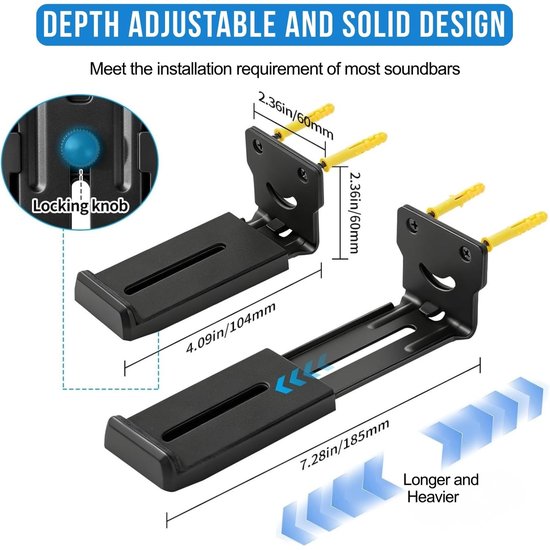 SolidKeus - Universele Soundbar Muurbeugel voor Diverse Merken — afbeelding 4