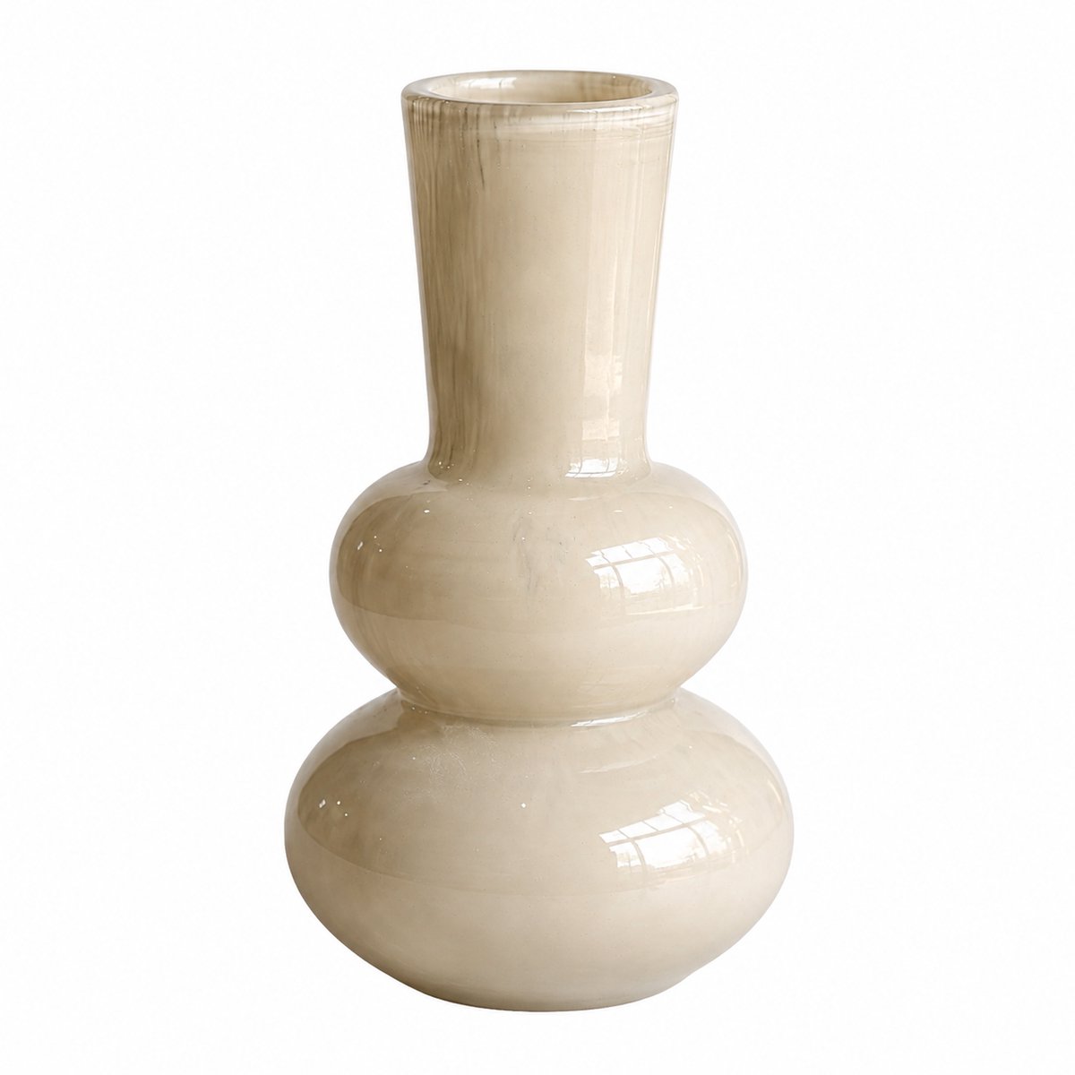 Vase The World Vaas Lindi S Elite Beige Ø15 x H27 cm - Mondgeblazen Glas - Design Vaas - Bloemenvaas - Woondecoratie