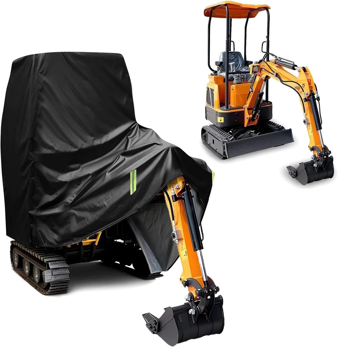 Beschermhoes voor mini excavator 210D | Inclusief windsnijders en reflecterende strepen, ideaal tegen sneeuw, regen, stof, vorst en UV-bescherming