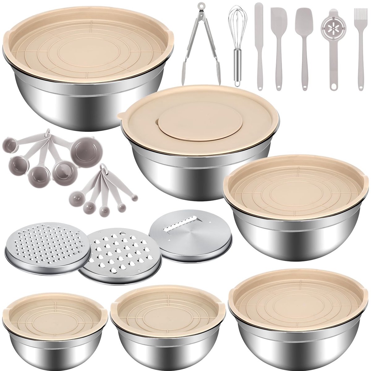 SolidKeus - RVS Mengkom met Deksel en Accessoires voor de Keuken