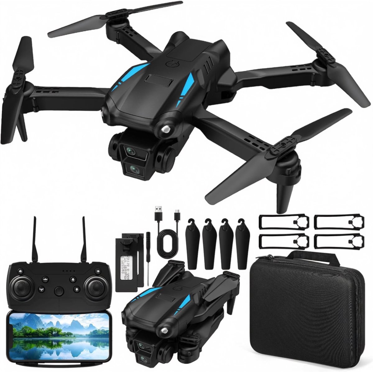 SNJY® Drone met Camera - Drone voor Volwassenen - Drones voor Kinderen - 1080P HD - 3D Flip - Zwart