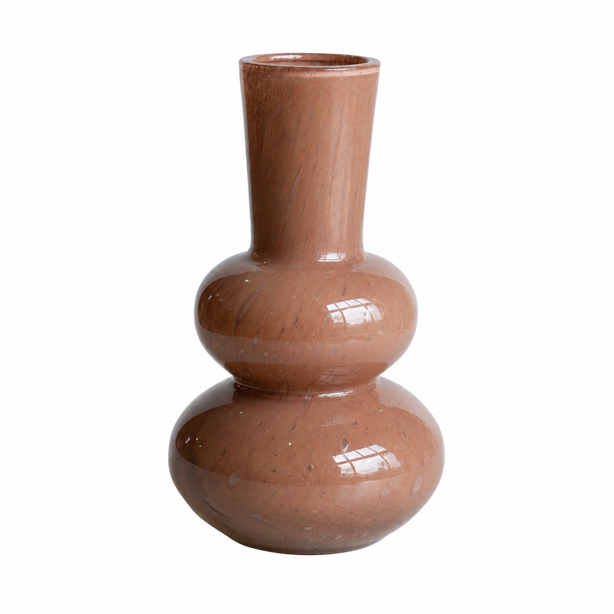 Vase The World Vaas Lindi S Elite Brown Ø15 x H27 cm - Mondgeblazen Glas - Design Vaas - Bloemenvaas - Woondecoratie